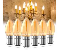 Luxvista 0.5W B15 Small Bayonet Candle Bulbs,C7 B15 LED Candle Bulb,2200K Amber Warm White Night Light Bulb,SBC Small Bayonet Cap Vintage LED Bulb for Ceiling Lights, Chandelier-6Pack