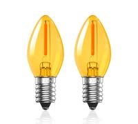 Luxvista 0.5W E14 LED Vintage Light Bulb, Warm White, C7 Salt Lamp Bulb, Edison Screw SES Base, 2000K Orange Amber Glass Dim Night Light, Equivalent 5W, Non-Dimmable, 2-Pack