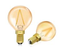 Luxvista 1.5W G40 E14 LED Light Bulb Warm White 2200K Vintage Small Edison Screw Bulb SES E14 Golf Ball Bulb Decorative Amber Min LED Golf Bulbs, Non Dimmable, 2-Pack