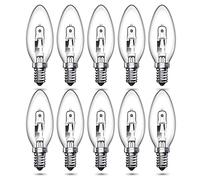 Luxvista 10-Pack 28W E14 Halogen Candle Light Bulbs, C35 SES Small Edison Screw Bulb E14 dimmable, Clear Glass E14 Candle Bulb Warm White 2700K for Chandelier, Wall Sconces, Pendants