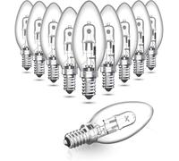 Luxvista 10 Pack Halogen Light Bulbs, 42W E14 Candle Halogen Bulbs, Dimmable Small Screw Light Bulbs, 2700K Warm White, 613 Lumen for Electric Fire, Wall Light, Touch Lamp, Chandelier
