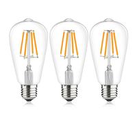 Luxvista 12V Low Voltage LED Light Bulb Screw in ST64 4W LED Filament 2700K Warm White Lamp Vintage E27 Edison Bulbs AC/DC12-36V, 400lm for RV Camper Marine Yacht Solar System,3-Pack