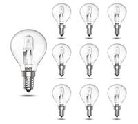 Luxvista 28W E14 Halogen G45 Golf Ball Bulb Dimmable, Equivalent 40W Classic Mini Globes Clear Round Light Bulbs, SES E14 Small Screw Fitting P45 GolfBall Lamp, Warm White 2700K, 230V, 10 Pack