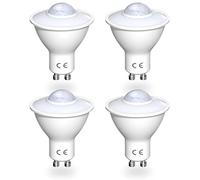 Luxvista 4-Pack 5W GU10 Led Bulbs with Motion Sensor, Equivalent to 50W Incandescent, Auto On/Off PIR Infrared Detection Lamp, for Porch, Garage (Cold Light 6000K, Not Dimmable)