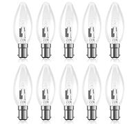 Luxvista 42W Halogen Dimmable 10 x Clear Candle Small Bayonet Cap B15 Vintage Candle Light Bulbs Warm White 2700K for Chandelier