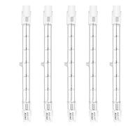 Luxvista 500W R7s 118mm Linear Halogen Bulb, J118 Dimmable Slim Halogen 11000lm Warm White 2800K for Floor Lamps, Ceiling Lights, Pack of 5