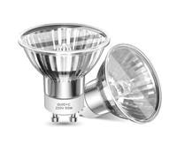 Luxvista 50W GU10 Halogen Light Bulbs Dimmable GU10+c 230V Spot Light Bulb, Spotlight Bulbs 2 Pin Warm White 2700K, Wax Burner Bulbs GU 10 Downlight Bulbs for Recessed Ceiling Light, 2-Pack