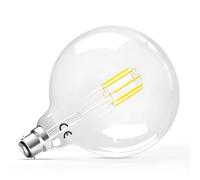 Luxvista B22 G125 Large Light Bulb, Dimmable BC Bayonet Cap LED Filament Bulbs Cool White 6000K 8W(60W Equivalent) Vintage Decorative Clear Glass Globe 800LM, 1-Pack