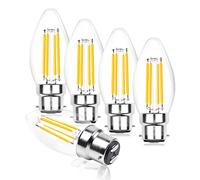 Luxvista C35 B22 LED Candle Bulb Dimmable, 4W Bayonet Cap BC Vintage Edison LED Filament Light Bulb 40W Incandescent Bulb Equivalent Warm White 2700K for Chandeliers Ceiling Light (5-Pack)