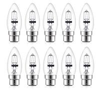 Luxvista Candle Bulbs Bayonet Dimmable Light Bulb, Large Bayonet Light Bulbs Halogen 630 Lumen Clear Candle Bulb 42W Bayonet Cap BC/B22 C35 Lightbulbs Bayonette Candle Lamp, Warm White, 240V, 10 Pack