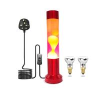 Luxvista Decorative Motion Lamp 15-inch Red Liquid Yellow Wax, Relaxing Desk Decorative Lamps for Adults, E14 Base Aluminum Motion Flow Lamp with BS Plug (2 x 25W R39 Bulbs Included)