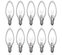 Luxvista E14 Candle Bulbs 42W Dimmable SES Small Edison Screw Warm White 2600K AC 220V-240V Clear Glass Candle Bulb, 10-Pack