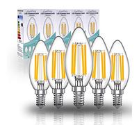 Luxvista E14 LED Candle Filament Bulb Dimmable Warm White 2700K 4W Equivalent 40W Halogen SES C35 Chandelier Bulb Small Edison Screw Vintage Energy Saving Light Bulbs 400lm No Flicker (5-Pack)