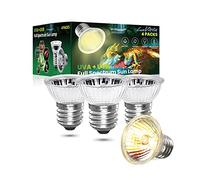 Luxvista E27 50W Reptile Heating Light Bulb, UVA UVB Light Bulb Full Spectrum Sun Lamp, Tortoise Heat Lamp Bulb Dimmable Basking Bulbs for Lizard Tortoise Spider Snake Bearded Dragon Chameleon, 4 Pack