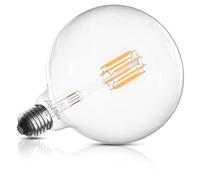 Luxvista E27 G125 Large Light Bulb, Dimmable Edison Screw ES LED Filament Bulb Cool White 6000K 8W(60W Equivalent) Vintage Decorative Clear Glass Globe 800LM, 1-Pack
