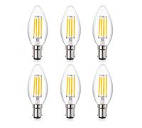 Luxvista LED Candle Light Bulb B15 SBC Small Bayonet Cap Warm White 2700K,4W B15d LED Filament Candle Bulb Dimmable,40W Incandescent Equivalent,C35 Bulb for Chandeliers,Ceiling Light (6- Pack)