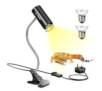 Luxvista Tortoise Heat Lamp,150W Reptile Heat Lamp with Clamp,360° Rotatable Basking Lamp with Switch for Turtle,Chick,Bearded Dragon,Puppy,Lizard with 2pack 50W UVA/B Heat Bulb