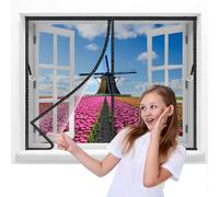 Luxvix Magnetic Fly Screen Window Curtain, 132x213cm Fly Curtains for Windows with Powerful Magnets and Full Frame Magic Tape, Fly Nets for Doors Without Drilling, Suitable for Patio Doors Black