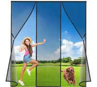 Luxvix Magnetic Fly Screens Double Door, 160x210 cm Heavy Duty Door Screen, Anti Mosquito Mesh Fly Curtain with Powerful Magnets Full Frame Magic Tape, Keep Bugs Out Lets Fresh Air in LF2C1 Black