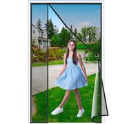 Luxvix Side Opening Fly Screens for Doors, 115x205 cm Reinforced Polyester Removable Fly Net for Door, Top-to-Bottom Seal Snaps Shut Automatically, Keep Fresh Air in&Bugs Out Black