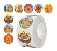 Luxylei 1000pcs/2roll Capybara Stickers for Kids Teens, Cartoon Waterproof Vinyl Stickers for Phone Laptop Flasks Cute Animals Decals Stickers Pack