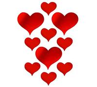 Luxylei 3d Acrylic Heart Mirror Wall Decal 10pcs Removable Red Heart Mirrors Art Wall Sticker for Living Room Bedroom Home Decoration