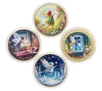 Luxylei 4pcs Tooth Fairy Magic Milk Teeth Collection Coins Children's Teething Period Commemorative Coin Gift Box Collection Reward Gift Box