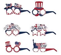Luxylei 4th of July Party Glasses 6pcs American Flag Glasses for Independence Day Party Favor Patriotic Veterans Memorial Day Accessories