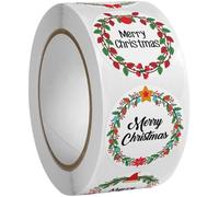Luxylei 500 Pcs Christmas Round Label Stickers, Round Sealing Labels Stickers Self-adhesive Xmas Kraft Sticker Roll for Envelope Sealing
