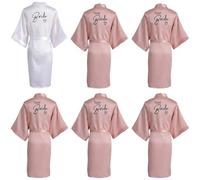 Luxylei 6pcs Women's Kimono Short Satin Robes Wedding Party Bride & Bridesmaids Sets Wedding Morning Bridal Shower Getting Robes