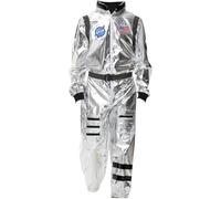 Luxylei Adults Astronaut Costume Mens Silver Space Suit Halloween Spaceman Suit Pilot Jumpsuit Costume Halloween Cosplay Outfit