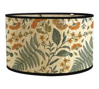 Luxylei Bamboo Lamp Shade Green Retro Plants Pattern Chandelier Lamp Lampshade Light Cover Lamp Shades for Floor Light and Table Lamp