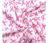 Luxylei Breast Cancer Awareness Pink Ribbon Pattern Cotton Fabric 50 * 145cm Decorative Fabric for Sewing Quilting Apparel Crafts