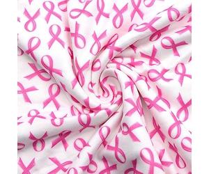Luxylei Breast Cancer Awareness Pink Ribbon Pattern Cotton Fabric 50 * 145cm Decorative Fabric for Sewing Quilting Apparel Crafts