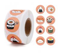 Luxylei Cartoon Sushi Pattern Sticker 1inch Cute Aesthetic Sealing Sticker Round Baked Dessert Label Sticker