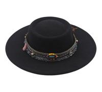 Luxylei Classic Unisex Fedora Hat Brim Flat Church Derby Cap Wide Brim Classic Pork Pie Hat for Wedding Show Performance Black