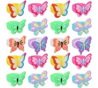 Luxylei Colorful Rubber Butterfly Ring 20pcs Birthday Party Decorations Kids Baby Souvenirs Finger Ring Party Favors Children Gift