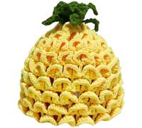 Luxylei Crochet Hats for Women - Handmade Knitted Beret with Fruit Designs, Cute Foldable Slouchy Beanie, Winter Warm Hat Gift for Teens Adults Yellow