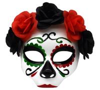Luxylei Day of the Dead Sugar Skull Mask Halloween Full Face Mask Women Zombie Skeleton Bone Flower Leaf Masquerade Party Mask