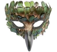 Luxylei Feather Raven Masquerade Mask for Women Men Crow Mask Feather Eagle's Beak Mask, Venetian Halloween Cosplay Costume Accessory