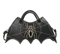 Luxylei Gothic Bat Shoulder Bag Pu Spider Web Crossbody Handbag Trendy Messenger Bag Small Bag for Women Girls