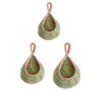 Luxylei Hanging Fruit Baskets for Kitchen, 3 Pcs Wall Hanging Basket, Handwoven Hanging Holder Teardrop Home Produce Basket for Fruits Vegetable Storage