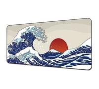 Luxylei Japanese Sea Wave Gaming Mouse Pad Anime Mouse Pad Big Kanagawa Large Mousepad Extended Non-slip Rubber Base Waterproof Big Keyboard Mat for Gaming and Office