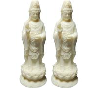 Luxylei Kwan Yin Statue 2pcs Guanyin Sculpture Goddess of Mercy Quan Yin Sculpture Kwan Yin Figurine Chinese Feng Shui Collectible Bodhisattva Figurine for Home