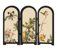Luxylei Mini Folding Screen, 3 Panel Divider, Chinese Style Vintage Desktop Folding Screen Feng Shui Ornaments for Home Office New Year Decoration