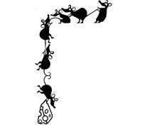 Luxylei Mouse Stealing Cheese Wall Art Sticker Removable Funny Mice Vinyl Decal Sticker for Home Skirting Board Bedroom Living Room