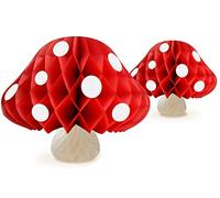 Luxylei Mushroom Honeycomb Ball 2pcs Woodland Animal Party Decoration Paper Flower Ball for Happy Jungle Birthday Party Decor