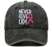 Luxylei Pink Ribbon Breast Cancer Awareness Baseball Hat, Embroidered Adjustable Never Give Up Baseball Cap for Women Men