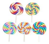 Luxylei Rainbow Swirl Lollipop 5pcs Mix Colors 3d Lollipop Candy Miniature Lollipop Garden Decorations Dollhouse Sweet Ornament