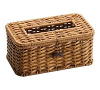 Luxylei Rectangular Rattan Tissue Box Cover, Hand Woven Wicker Tissue Holder, Tissue Box for Living Room, Dining Table, Bedroom